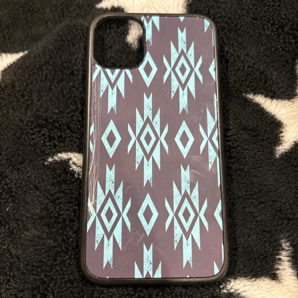 Aztec Pattern Phone Case - Black and Blue